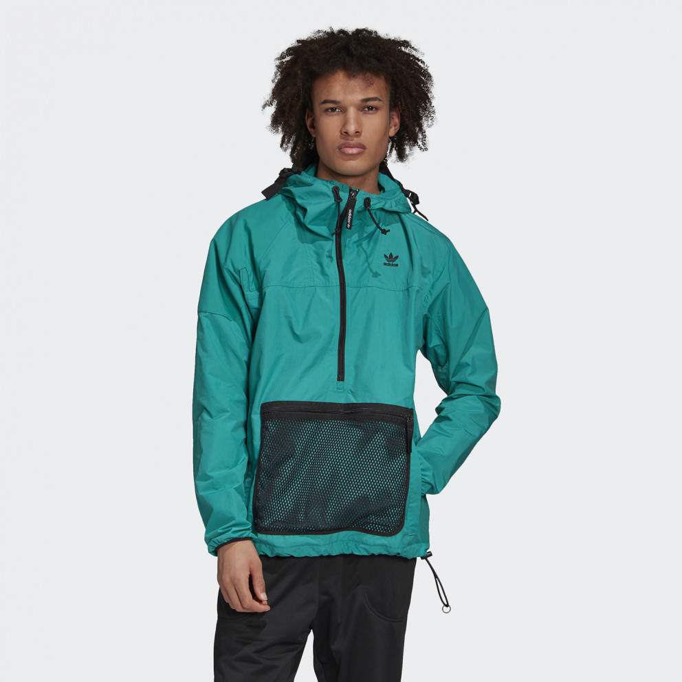 adidas skateboarding windbreaker in teal and navy