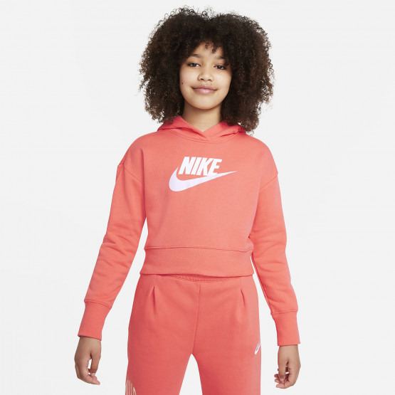 Nike Sportswear Club Cropped Παιδική Μπλούζα με Κουκούλα