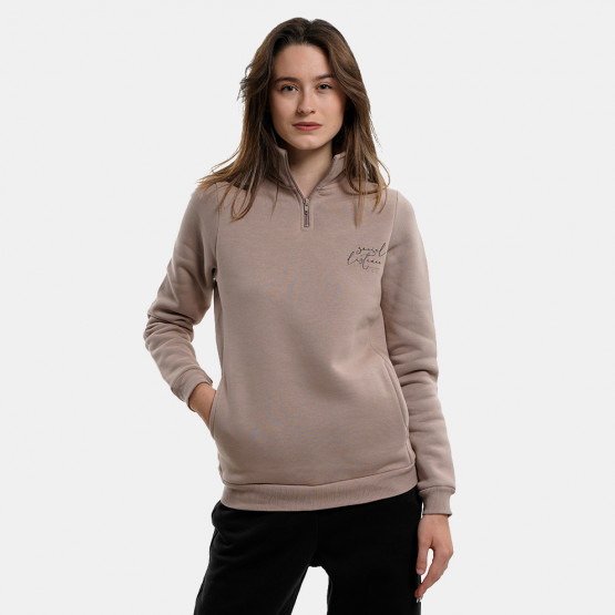 Target Zip Neck Fleece ''Social" Γυναικεία Μπλούζα Φούτερ