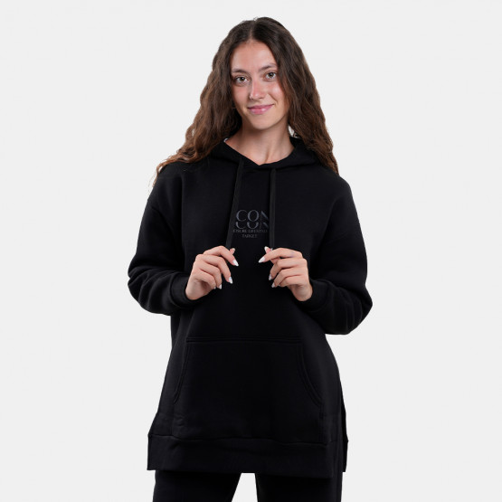 Target Long Side Openings Fleece "Icon" Γυναικεία Μπλούζα με Κουκούλα